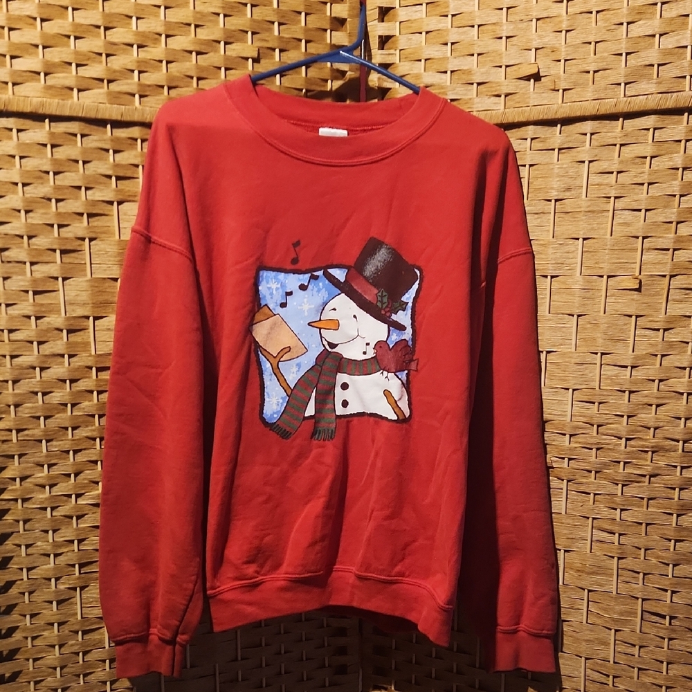 Gildan, Vintage, Holiday, Christmas, Festive, Snowman Graphic Sweater Sz L
